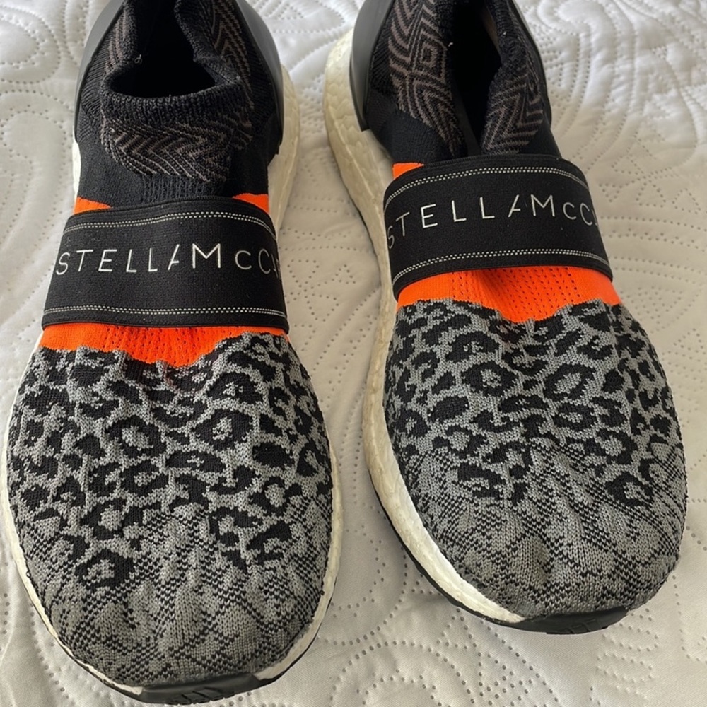 adidas Stella McCartney Black Orange Knit Slip-On Sneakers